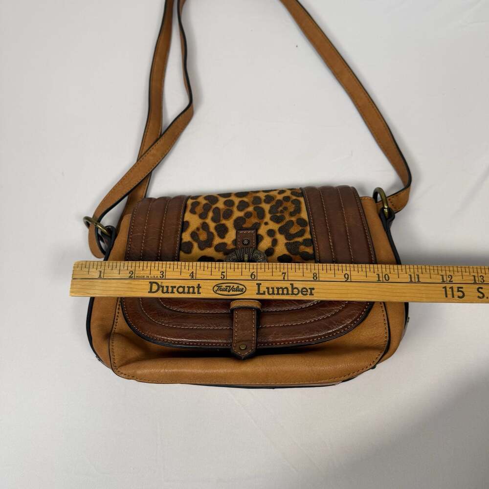 Justin Leopard Print Faux Leather Crossbody Saddle Bag - Picture 9 of 9